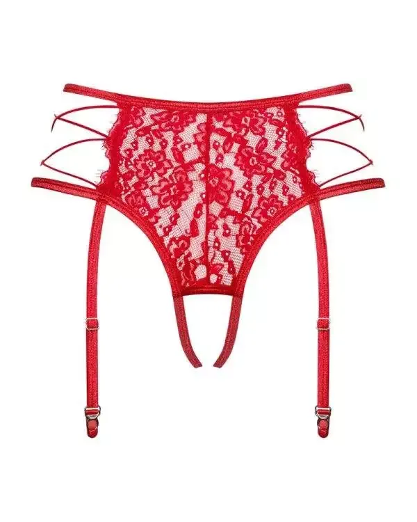 Obsessive Rediosa - Offener Straps-String aus Spitze rot L/XL Obsessive Rediosa - Offener Straps-String aus Spitze rot L/XL