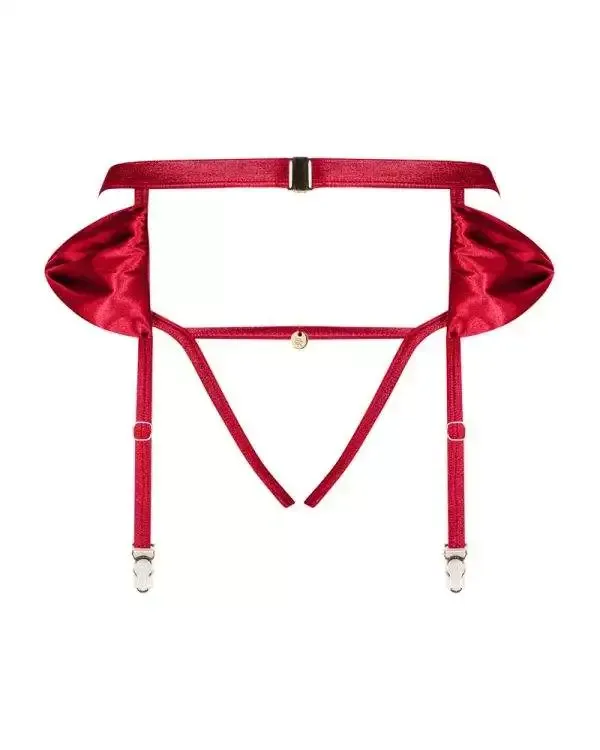 Obsessive Rediosa - Offener Straps-String aus Spitze rot S/M