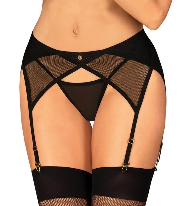 Obsessive Strapsgurt Chic Amoria - Blickdicht & transparent, verstellbare Strumpfhalter schwarz M/L