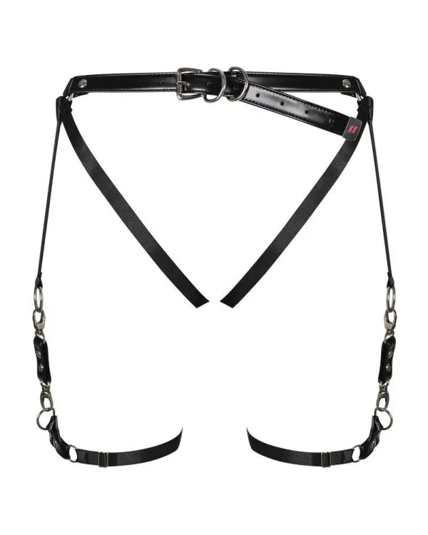 Obsessive Harness A762 - Verführerisches schwarzes Geschirr mit metallischen Verzierungen schwarz XL/2XL