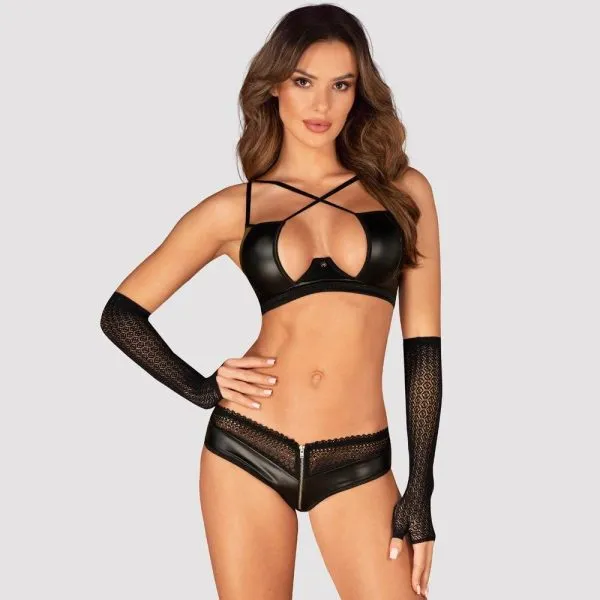 Obsessive Tigerilla Set - Haarreif Fesseln schwarz