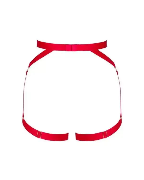 Obsessive Harness Elianes - Verführerisches rotes Harness mit breiten Stretchriemen und goldfarbenen Ring-Details. Perfekt für Taille, Hüfte und Schenkel. rot XS/S Obsessive Harness Elianes - Verführerisches rotes Harness mit breiten Stretchriemen und goldfarbenen Ring-Details. Perfekt für Taille, Hüfte und Schenkel. rot XS/S