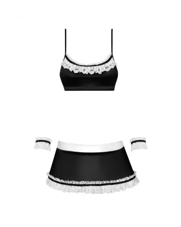 Obsessive Lollypopy - Bandeau-BH & Slip Set, Latex-Optik, pink schwarz S/M