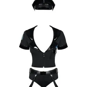 Obsessive Verführerisches Kostüm , 5-teiliger Anzug mit Spitze und roten Akzenten schwarz S/M Obsessive Verführerisches Kostüm , 5-teiliger Anzug mit Spitze und roten Akzenten schwarz S/M – Bild 3
