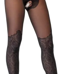 Cottelli LEGWEAR - Spitzenoptik Overknee Strumpfhose ouvert schwarz 5 Cottelli LEGWEAR - Spitzenoptik Overknee Strumpfhose ouvert schwarz 5 – Bild 2