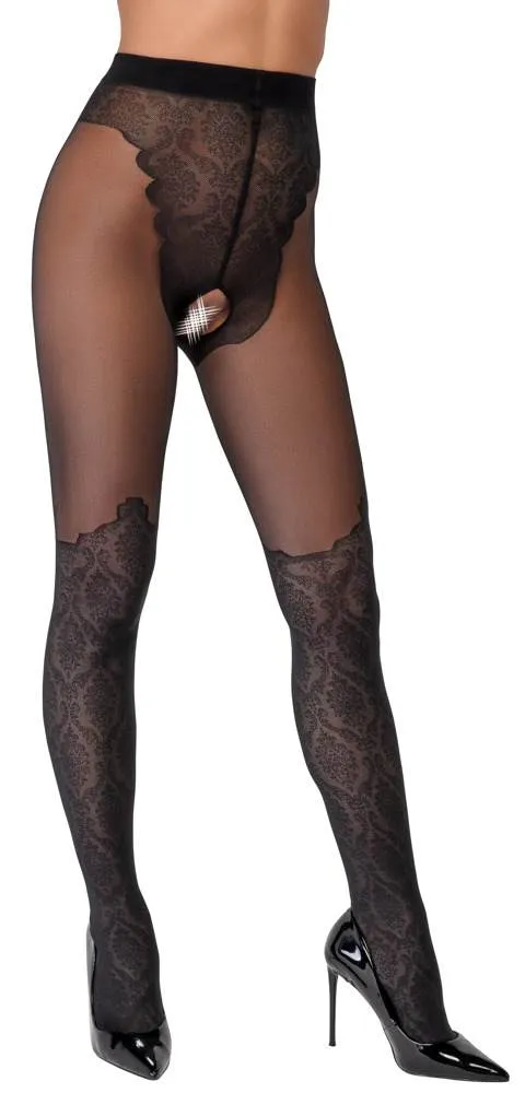 Cottelli LEGWEAR - Spitzenoptik Overknee Strumpfhose ouvert schwarz 5 Cottelli LEGWEAR - Spitzenoptik Overknee Strumpfhose ouvert schwarz 5