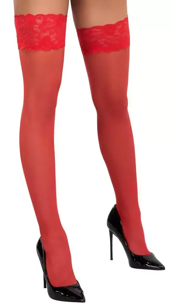 Cottelli LEGWEAR - Romantische halterlose Strümpfe schwarz 2