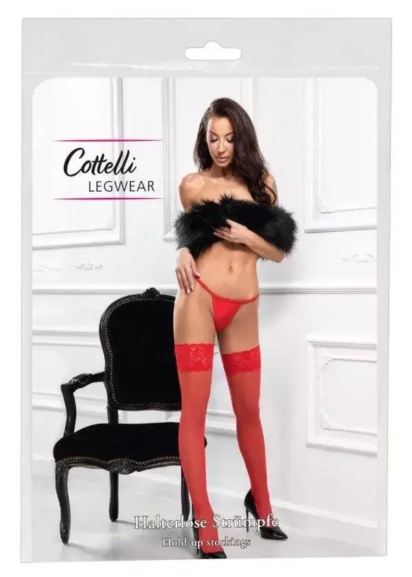 Cottelli LEGWEAR - Romantische halterlose Strümpfe schwarz 2