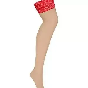 Obsessive Blossmina Straps-Strümpfe rot 6XL/7XL Obsessive Blossmina Straps-Strümpfe rot 6XL/7XL – Bild 3