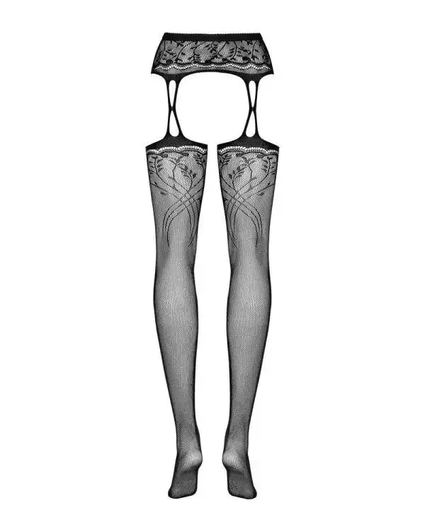 Obsessive Darkessia Straps-Strümpfe, schwarzes Netz, elastischer Abschluss, verstärkte Zehenpartie schwarz S-L Obsessive Darkessia Straps-Strümpfe, schwarzes Netz, elastischer Abschluss, verstärkte Zehenpartie schwarz S-L