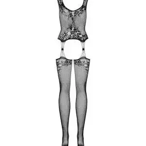 Obsessive Catsuit Straps-Look, Netzstruktur, Spitzenoptik, offen, elastisch schwarz S-L Obsessive Catsuit Straps-Look, Netzstruktur, Spitzenoptik, offen, elastisch schwarz S-L – Bild 4