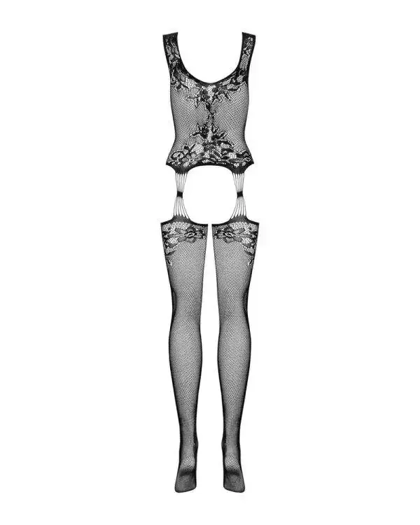 Obsessive Catsuit Straps-Look, Netzstruktur, Spitzenoptik, offen, elastisch schwarz S-L Obsessive Catsuit Straps-Look, Netzstruktur, Spitzenoptik, offen, elastisch schwarz S-L