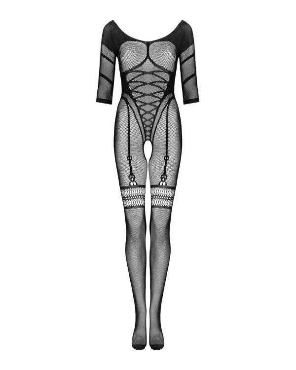 Obsessive Bodystocking G329 - Schwarz, Korsett-Imitation, Wow-Effekt, geometrische Motive, verführerisches Dekolleté, offener Schritt, elastisches Material schwarz XL/2XL Obsessive Bodystocking G329 - Schwarz, Korsett-Imitation, Wow-Effekt, geometrische Motive, verführerisches Dekolleté, offener Schritt, elastisches Material schwarz XL/2XL