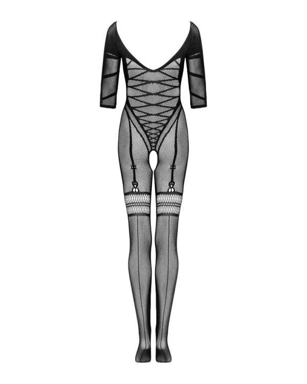 Obsessive Bodystocking G329 - Schwarz, Korsett-Imitation, Wow-Effekt, geometrische Motive, verführerisches Dekolleté, offener Schritt, elastisches Material schwarz XL/2XL Obsessive Bodystocking G329 - Schwarz, Korsett-Imitation, Wow-Effekt, geometrische Motive, verführerisches Dekolleté, offener Schritt, elastisches Material schwarz XL/2XL