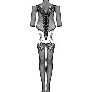 Obsessive Catsuit G332 - Sinnlicher Bodystocking in Schwarz, elastische Träger, offener Schritt schwarz S-L Obsessive Catsuit G332 - Sinnlicher Bodystocking in Schwarz, elastische Träger, offener Schritt schwarz S-L – Bild 3