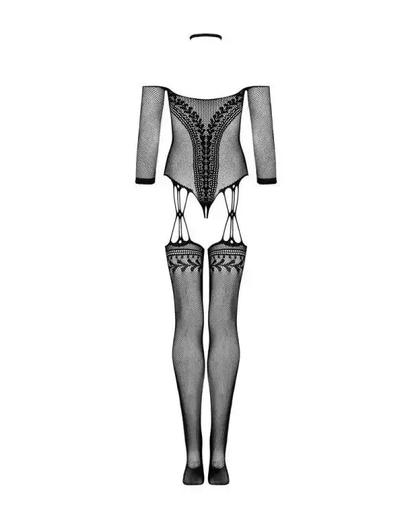 Obsessive Catsuit G332 - Sinnlicher Bodystocking in Schwarz, elastische Träger, offener Schritt schwarz S-L Obsessive Catsuit G332 - Sinnlicher Bodystocking in Schwarz, elastische Träger, offener Schritt schwarz S-L