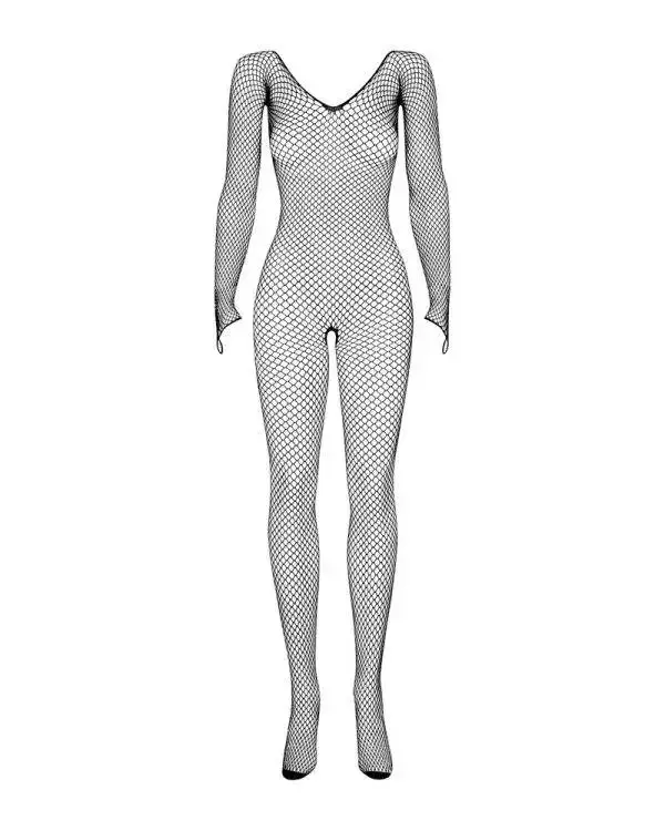 Obsessive Catsuit - Eleganter Bodystocking mit Strapsgürtel und sexy Top schwarz S-L