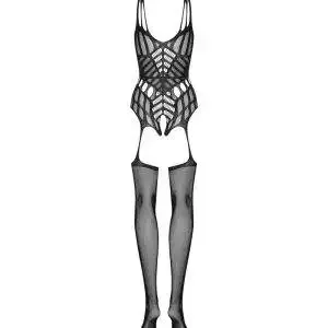 Obsessive N122 Bodystocking, feuerrot, , sexy Schnitt, originelles Muster schwarz S-L Obsessive N122 Bodystocking, feuerrot, , sexy Schnitt, originelles Muster schwarz S-L – Bild 4
