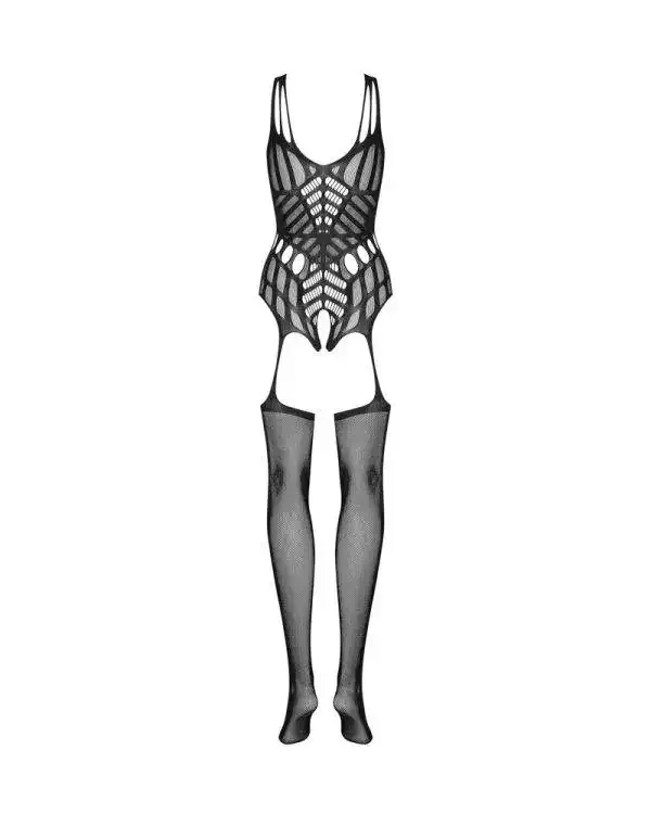 Obsessive N122 Bodystocking, feuerrot, , sexy Schnitt, originelles Muster schwarz S-L Obsessive N122 Bodystocking, feuerrot, , sexy Schnitt, originelles Muster schwarz S-L