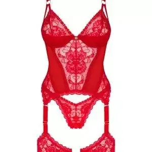 Obsessive Belovya rotes Korsett - sinnliches Modell mit Strapsen rot XS/S Obsessive Belovya rotes Korsett - sinnliches Modell mit Strapsen rot XS/S – Bild 3