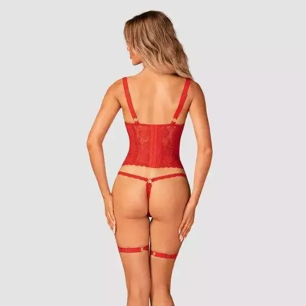 Obsessive Belovya rotes Korsett - sinnliches Modell mit Strapsen rot XS/S