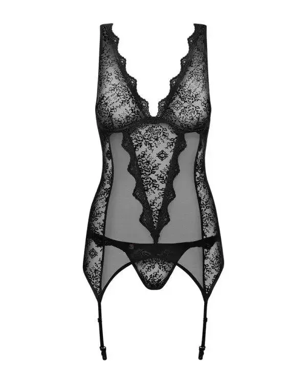 Obsessive Editya Corsage - sinnliches schwarzes Korsett mit verstellbaren Trägern schwarz 2XL Obsessive Editya Corsage - sinnliches schwarzes Korsett mit verstellbaren Trägern schwarz 2XL
