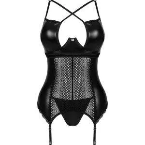Obsessive Wetlook Corsage Set schwarz XL/2XL Obsessive Wetlook Corsage Set schwarz XL/2XL – Bild 3