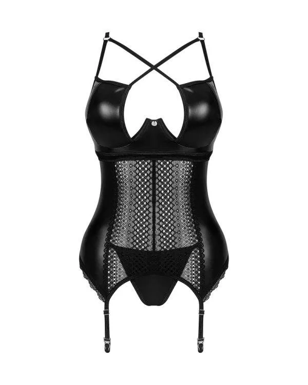 Obsessive Wetlook Corsage Set schwarz XL/2XL Obsessive Wetlook Corsage Set schwarz XL/2XL