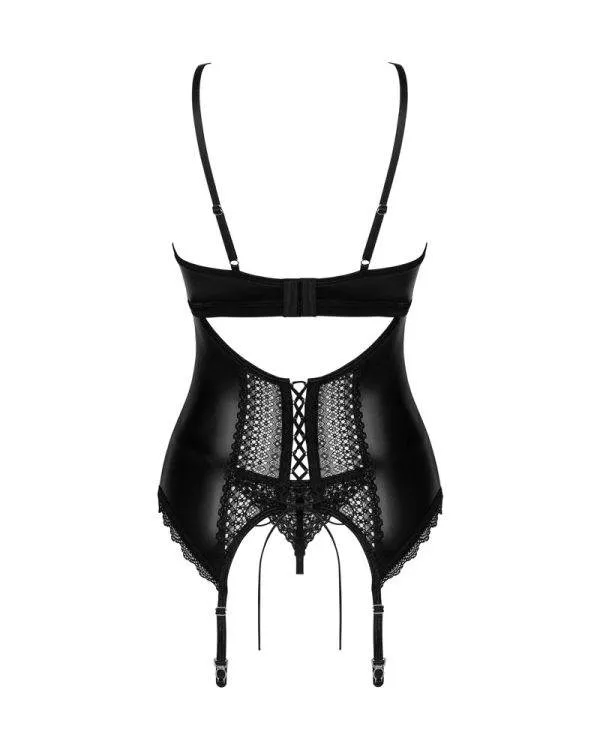 Obsessive Wetlook Corsage Set schwarz XL/2XL Obsessive Wetlook Corsage Set schwarz XL/2XL