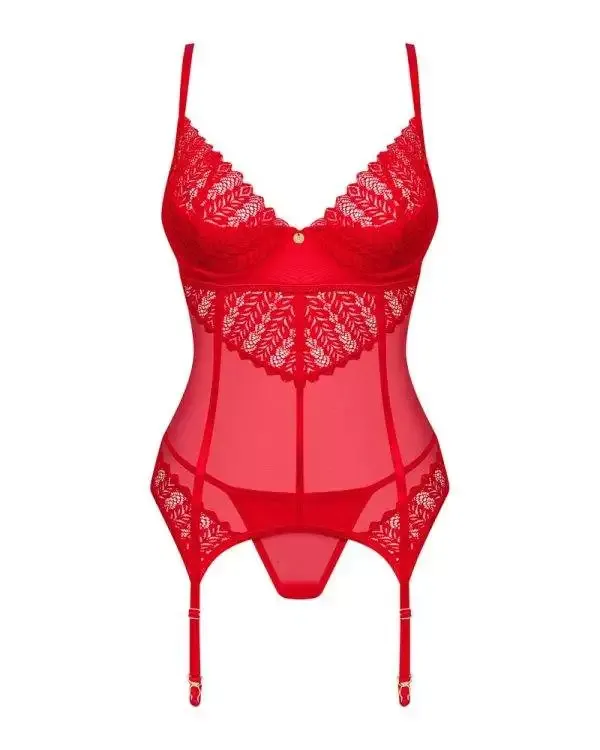 Obsessive Ingridia Straps-Corsage Set rot XL/2XL
