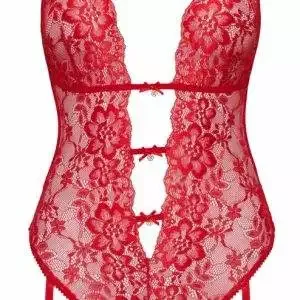 Kissable Verführerischer Spitzen-Straps-Body in Rot mit Goldakzenten, Größe S/M Kissable Verführerischer Spitzen-Straps-Body in Rot mit Goldakzenten, Größe S/M – Bild 6