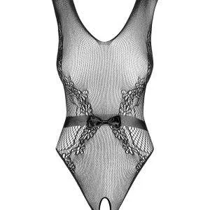 Obsessive Neckholder-Body ouvert, Spitzenoptik, Grobnetzstreifen, offen im Schritt schwarz S-L Obsessive Neckholder-Body ouvert, Spitzenoptik, Grobnetzstreifen, offen im Schritt schwarz S-L – Bild 3