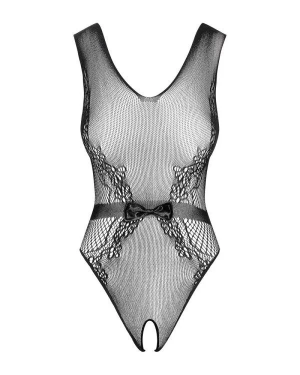 Obsessive Neckholder-Body ouvert, Spitzenoptik, Grobnetzstreifen, offen im Schritt schwarz S-L Obsessive Neckholder-Body ouvert, Spitzenoptik, Grobnetzstreifen, offen im Schritt schwarz S-L