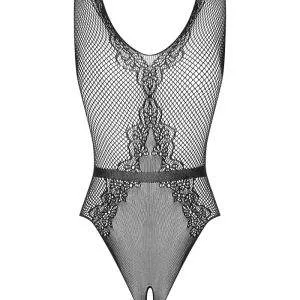 Obsessive Neckholder-Body ouvert, Spitzenoptik, Grobnetzstreifen, offen im Schritt schwarz S-L Obsessive Neckholder-Body ouvert, Spitzenoptik, Grobnetzstreifen, offen im Schritt schwarz S-L – Bild 4