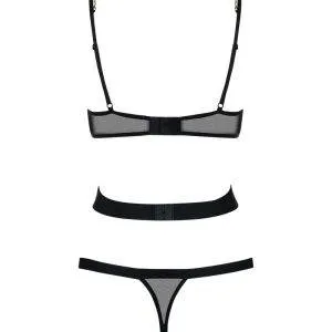 Obsessive Teddy B139 - gewebter Tanga mit offenem Schritt, geometrisches Muster, tiefer Rückenausschnitt, ärmellos (90% Polyamid, 10% Elasthan) schwarz S/M Obsessive Teddy B139 - gewebter Tanga mit offenem Schritt, geometrisches Muster, tiefer Rückenausschnitt, ärmellos (90% Polyamid, 10% Elasthan) schwarz S/M – Bild 4