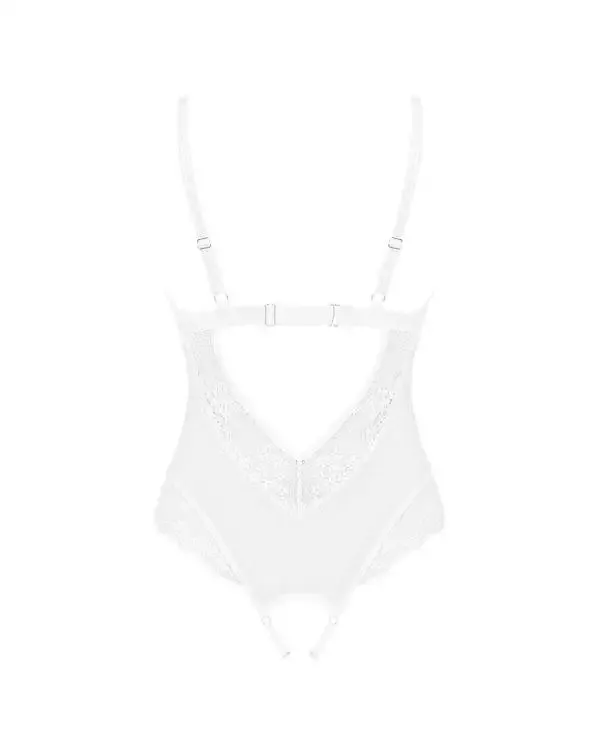 Obsessive Heavelly - Transparenter Body ouvert mit Spitzen-Details weiß XS/S Obsessive Heavelly - Transparenter Body ouvert mit Spitzen-Details weiß XS/S