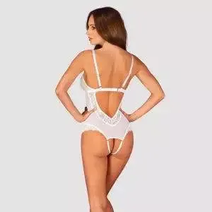 Obsessive Heavelly - Transparenter Body ouvert mit Spitzen-Details weiß XS/S Obsessive Heavelly - Transparenter Body ouvert mit Spitzen-Details weiß XS/S – Bild 2