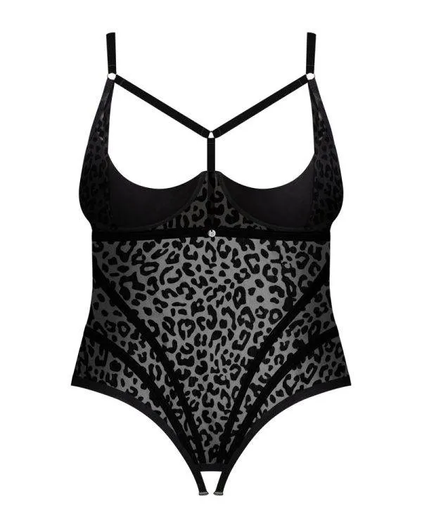 Obsessive Body ouvert Jagueria - Transparenter Leo-Look schwarz 6XL/7XL Obsessive Body ouvert Jagueria - Transparenter Leo-Look schwarz 6XL/7XL
