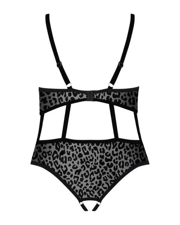 Obsessive Body ouvert Jagueria - Transparenter Leo-Look schwarz 6XL/7XL Obsessive Body ouvert Jagueria - Transparenter Leo-Look schwarz 6XL/7XL