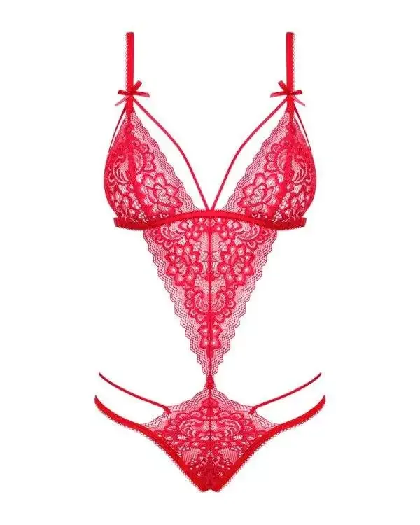 Obsessive Lovlea - Verführerischer Stringbody aus Spitze rot L/XL