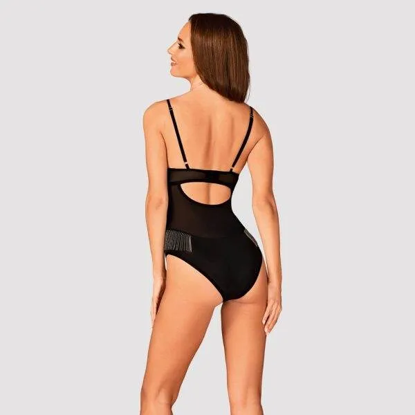 Obsessive Milladis Teddy - Verführerischer schwarzer Teddy mit Silberperlen und durchscheinendem Netz schwarz XL/2XL Obsessive Milladis Teddy - Verführerischer schwarzer Teddy mit Silberperlen und durchscheinendem Netz schwarz XL/2XL