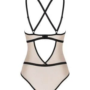 Obsessive Body Moketta - Verführerischer Spitzen-Body mit glänzenden Streifen braun S/M Obsessive Body Moketta - Verführerischer Spitzen-Body mit glänzenden Streifen braun S/M – Bild 5