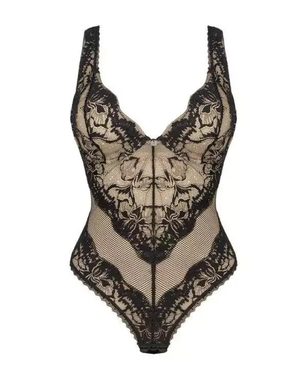 Obsessive Body Olvidia - Extravaganter Spitzen-Einteiler schwarz XS/S