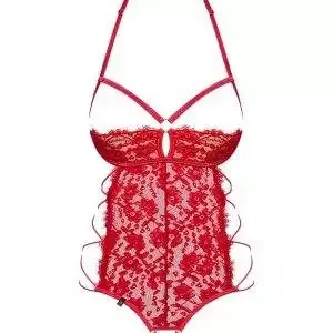 Obsessive Rediosa-Teddy. Roter Teddy mit offenen Cups und verstellbarem Schritt. rot L/XL Obsessive Rediosa-Teddy. Roter Teddy mit offenen Cups und verstellbarem Schritt. rot L/XL – Bild 3
