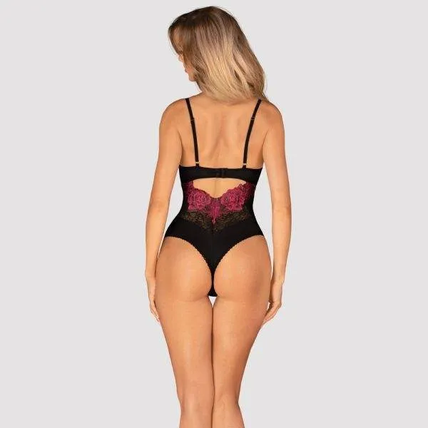 Obsessive Stringbody Rosenty - Sexy Body mit Bügel-Cups und Rosenspitze schwarz XS/S