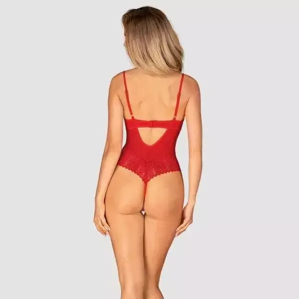Obsessive Ingridia - Ouvert Stringbody mit Bügeln und wattierten Cups rot XL/2XL