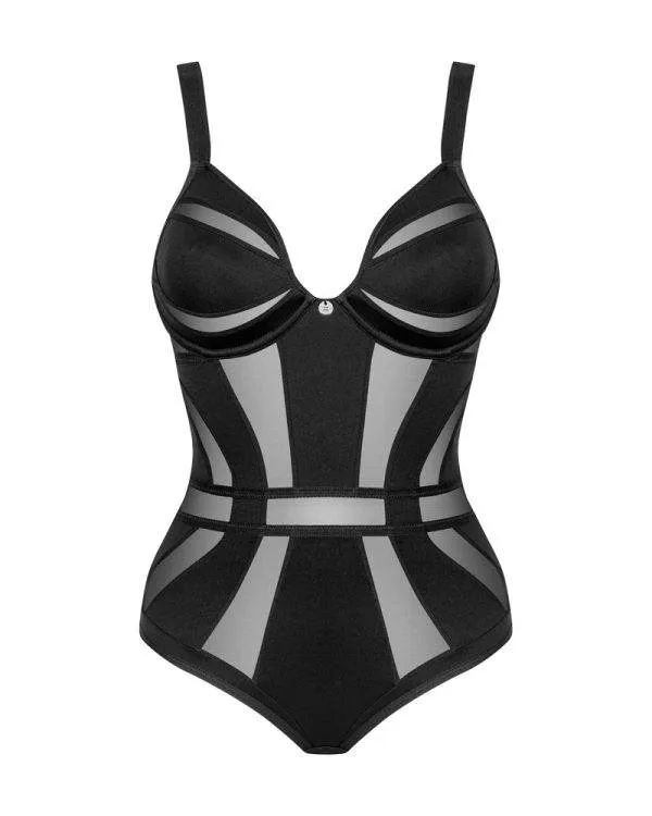 Obsessive Ingridia - Ouvert Stringbody mit Bügeln und wattierten Cups schwarz M/L Obsessive Ingridia - Ouvert Stringbody mit Bügeln und wattierten Cups schwarz M/L