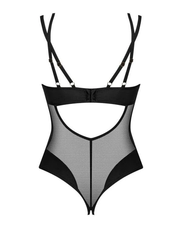 Obsessive Stringbody ouvert Nesari - Schwarzer verführerischer Stringbody mit blickdichten Details schwarz XL/2XL Obsessive Stringbody ouvert Nesari - Schwarzer verführerischer Stringbody mit blickdichten Details schwarz XL/2XL