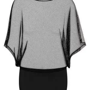 Obsessive Sexy Kleid D609 - Geometrisches Design, betonte Schultern, elastisches Material schwarz S/M Obsessive Sexy Kleid D609 - Geometrisches Design, betonte Schultern, elastisches Material schwarz S/M – Bild 3