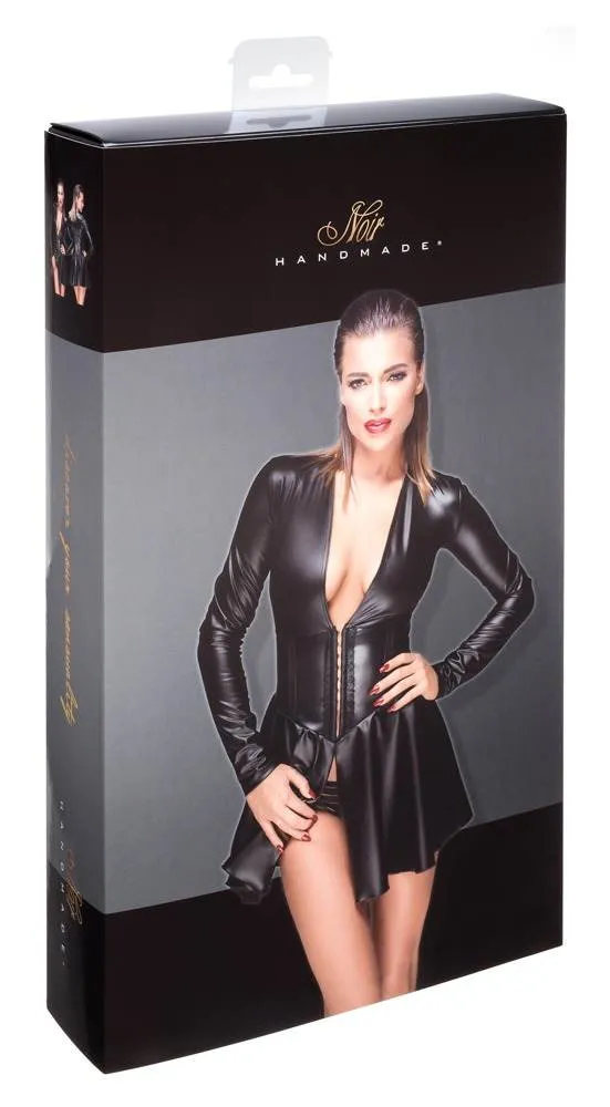 27188631021_verp Noir Corsagen-Kleid, Powerwetlook, taillenbetonend schwarz M